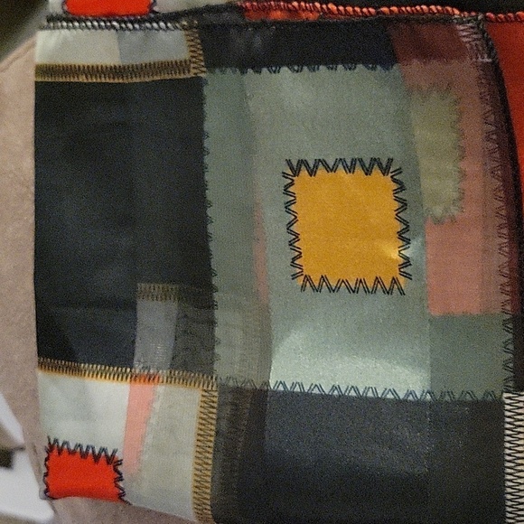 Vtg 1990s Satin Geometric Cube Disco Scarf - Picture 2 of 7